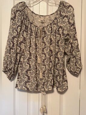 Denim & Supply Ralph Lauren Boho Floral Paisley Peasant Blouse Top Small S